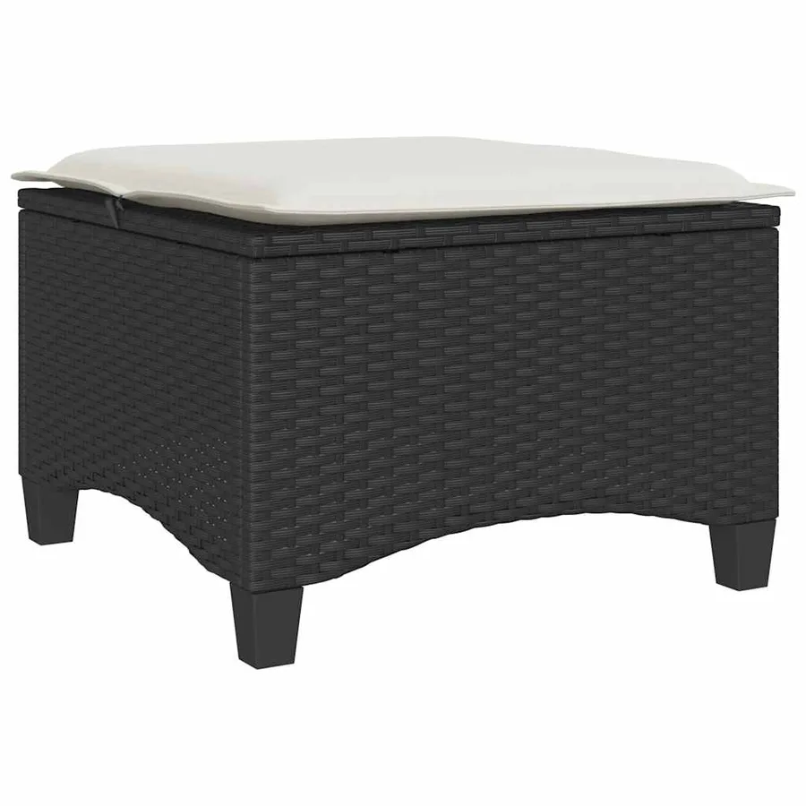 Tabourets jardin coussins 2 pcs noir 55x55x36 cm résine tressée - 6