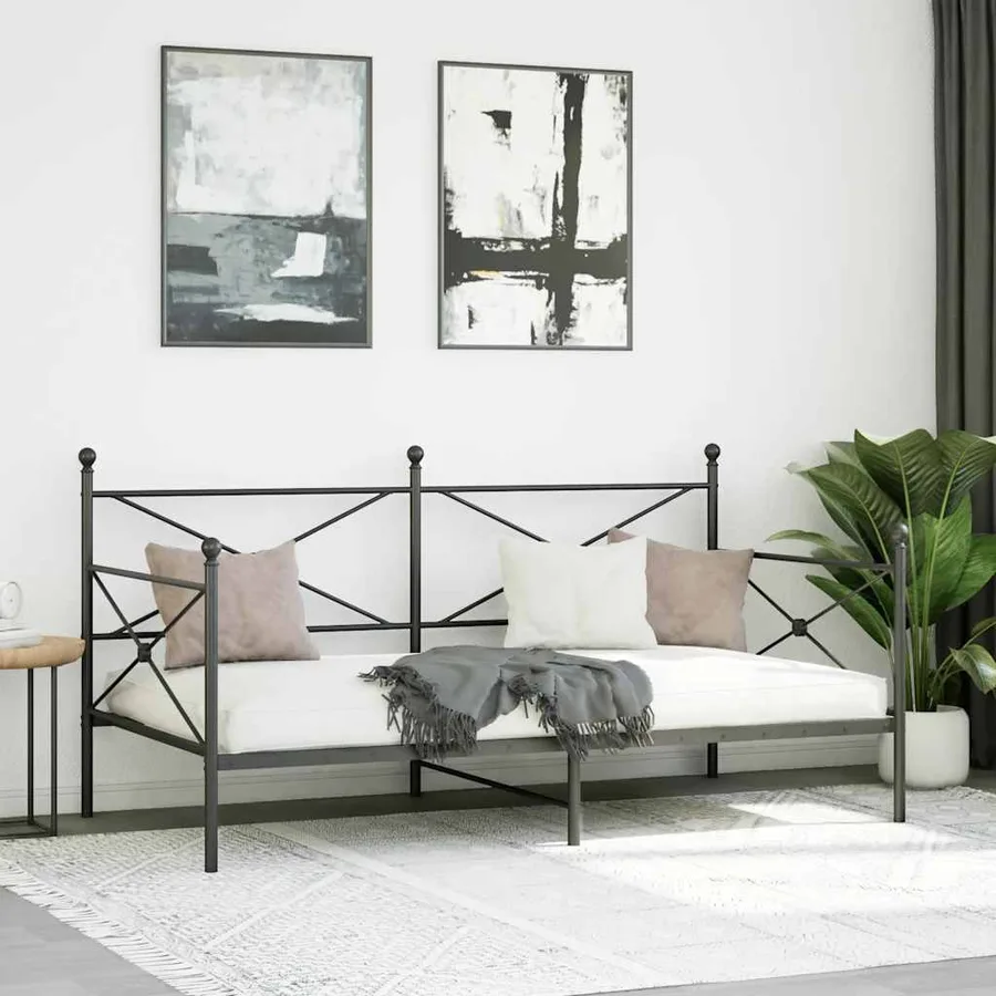 Lit de repos sans matelas noir 107x203 cm acier - 3