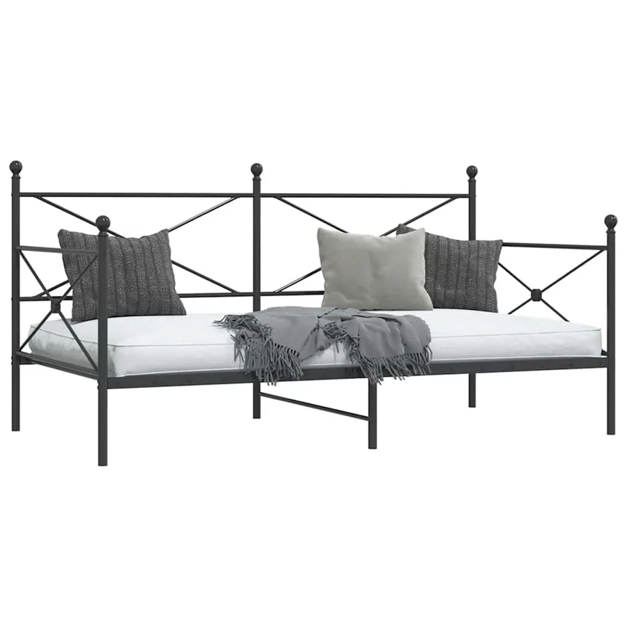 Lit de repos sans matelas noir 107x203 cm acier - 4