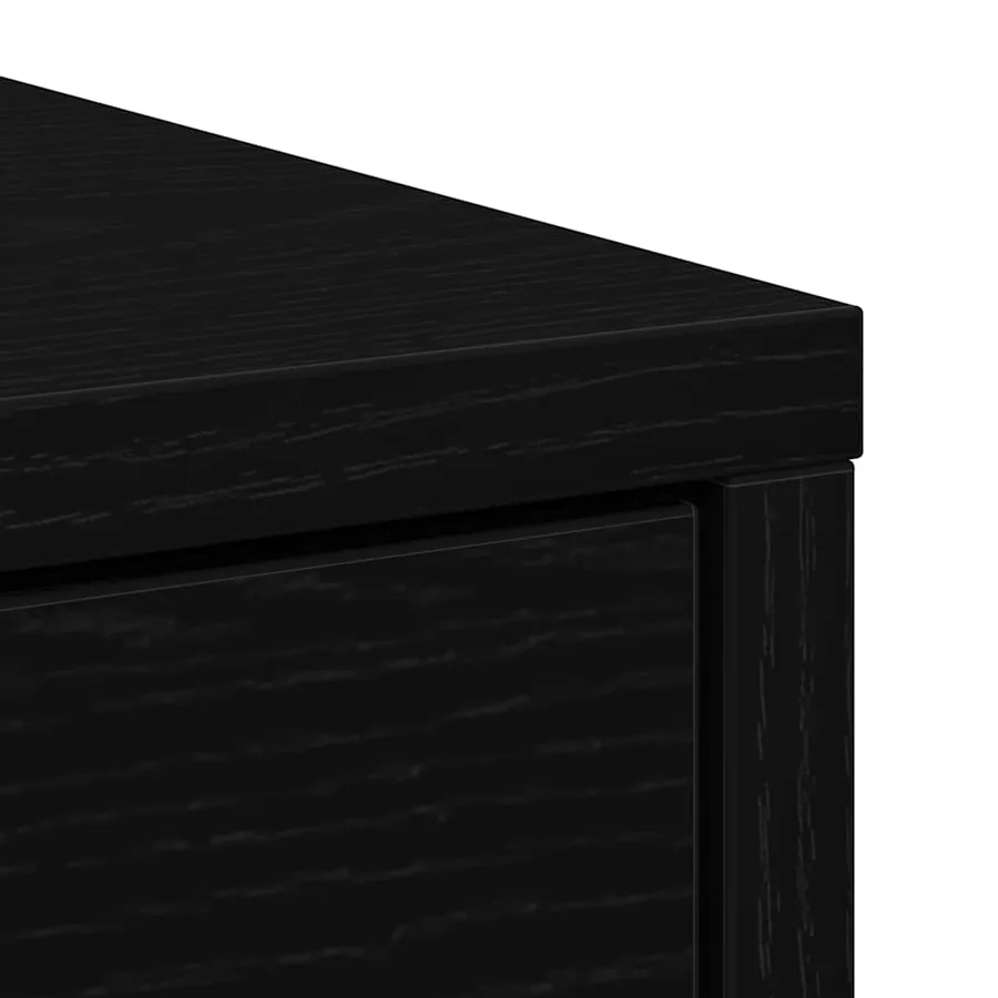 Buffet avec tiroir chêne noir 80x34x76 cm bois d'ingénierie - 9