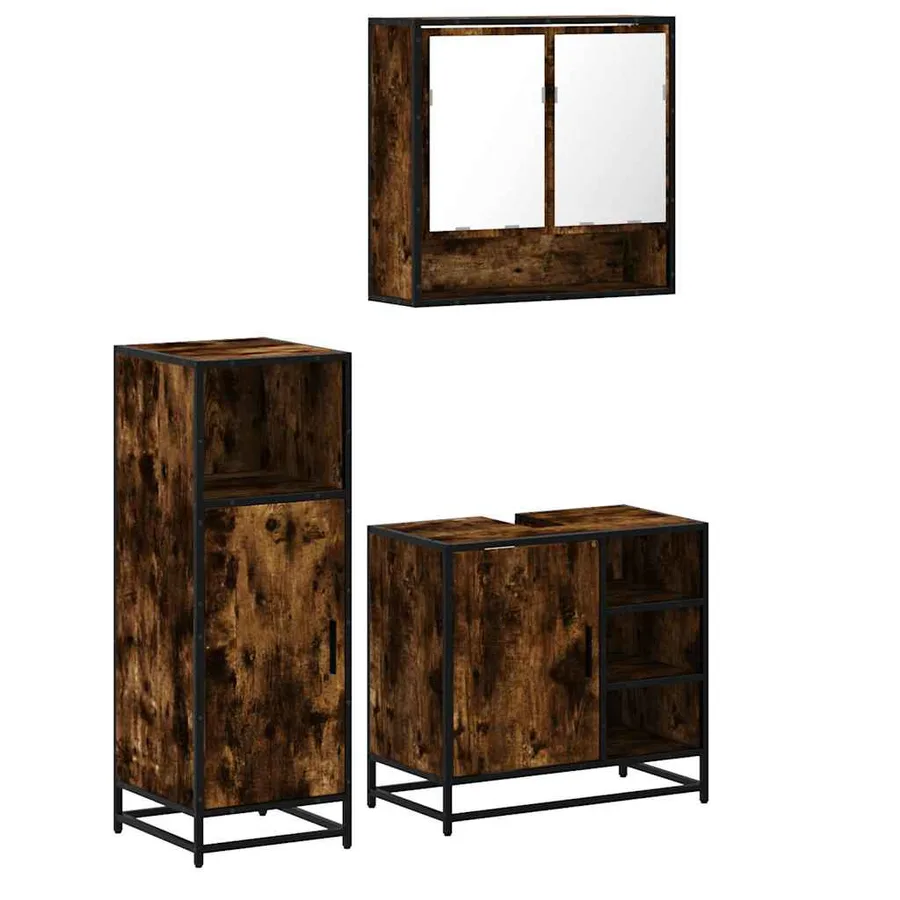 Ensemble de meubles de salle de bain 3 pcs Chêne fumé - 2