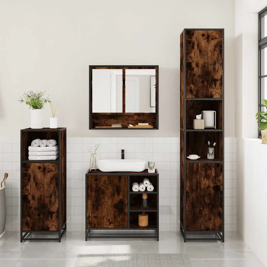 Ensemble de meubles de salle de bain 3 pcs Chêne fumé - 3