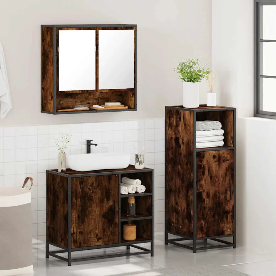 Ensemble de meubles de salle de bain 3 pcs Chêne fumé - 4