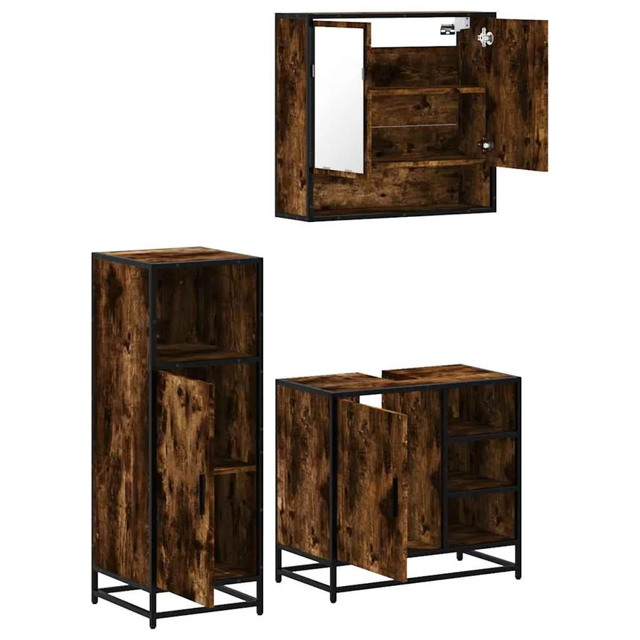 Ensemble de meubles de salle de bain 3 pcs Chêne fumé - 6