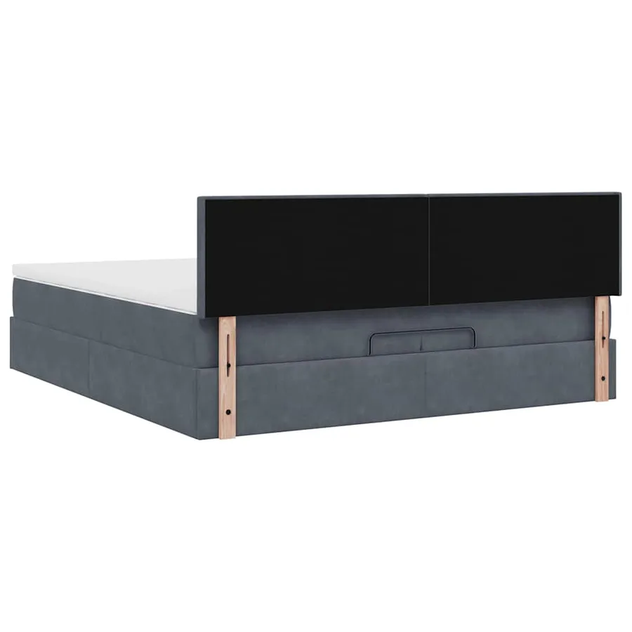 Cadre de lit ottoman avec matelas gris foncé 200x200 cm velours - 10