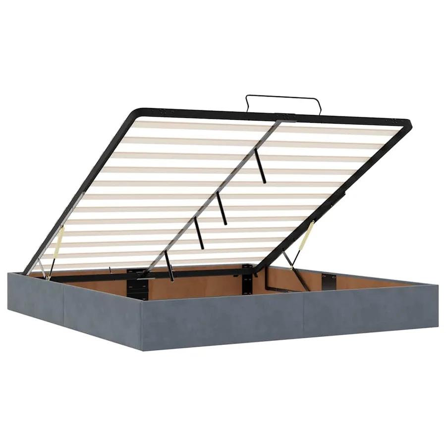 Cadre de lit ottoman avec matelas gris foncé 200x200 cm velours - 11