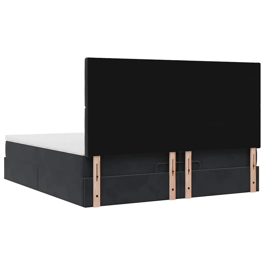 Cadre de lit ottoman avec matelas noir 200x200cm velours - 12