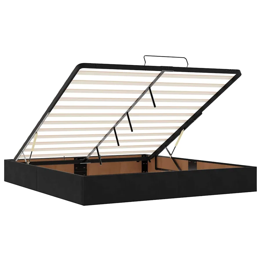 Cadre de lit ottoman avec matelas noir 200x200 cm velours - 12