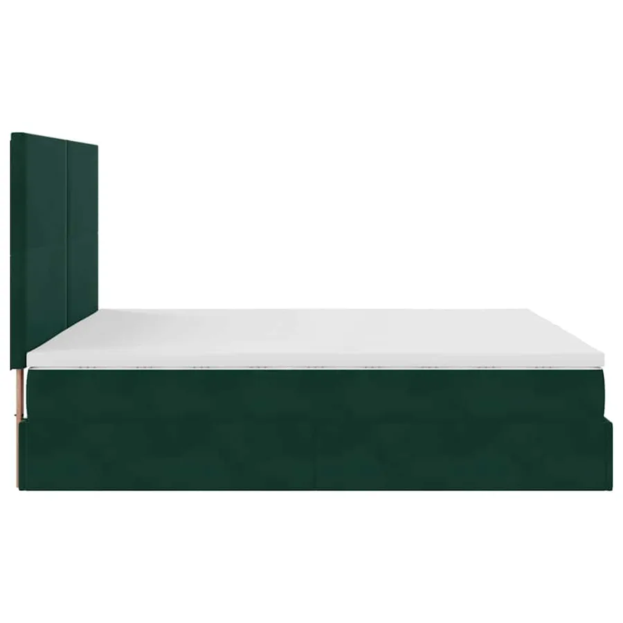 Cadre de lit ottoman avec matelas vert foncé 200x200 cm velours - 8