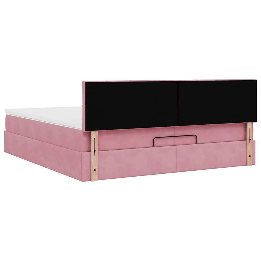 Cadre de lit ottoman avec matelas rose 200x200 cm velours - 9