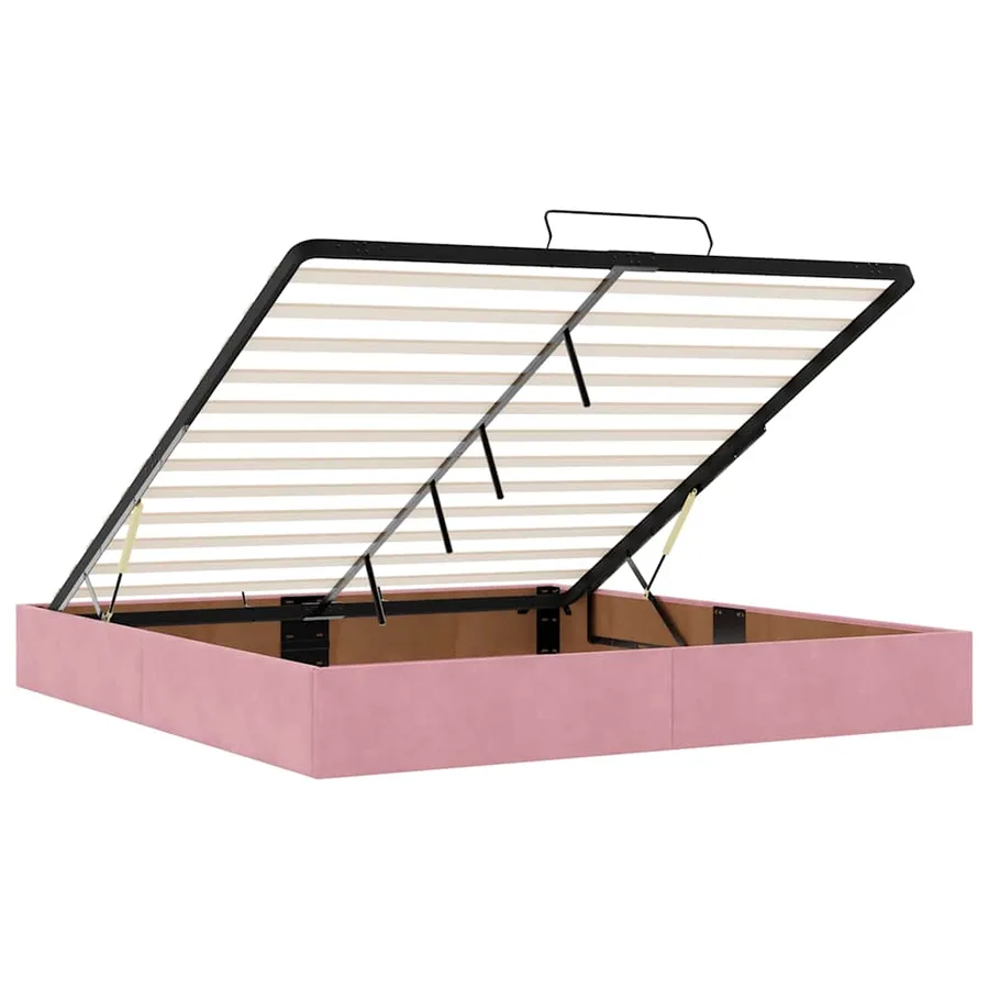 Cadre de lit ottoman avec matelas rose 200x200 cm velours - 11