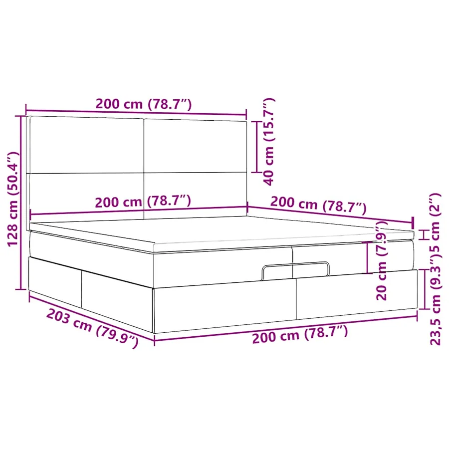 Cadre de lit ottoman avec matelas rose 200x200 cm velours - 18