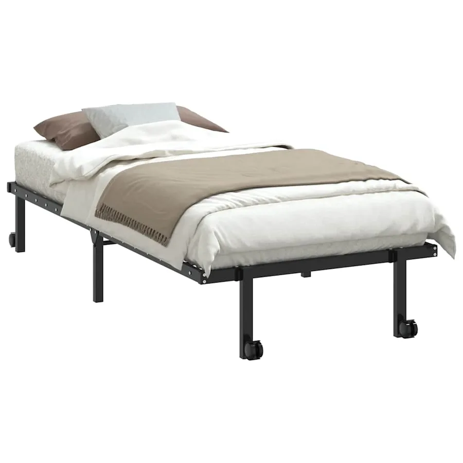 Cadre de lit sans matelas pliable noir 90x190 cm acier - 3