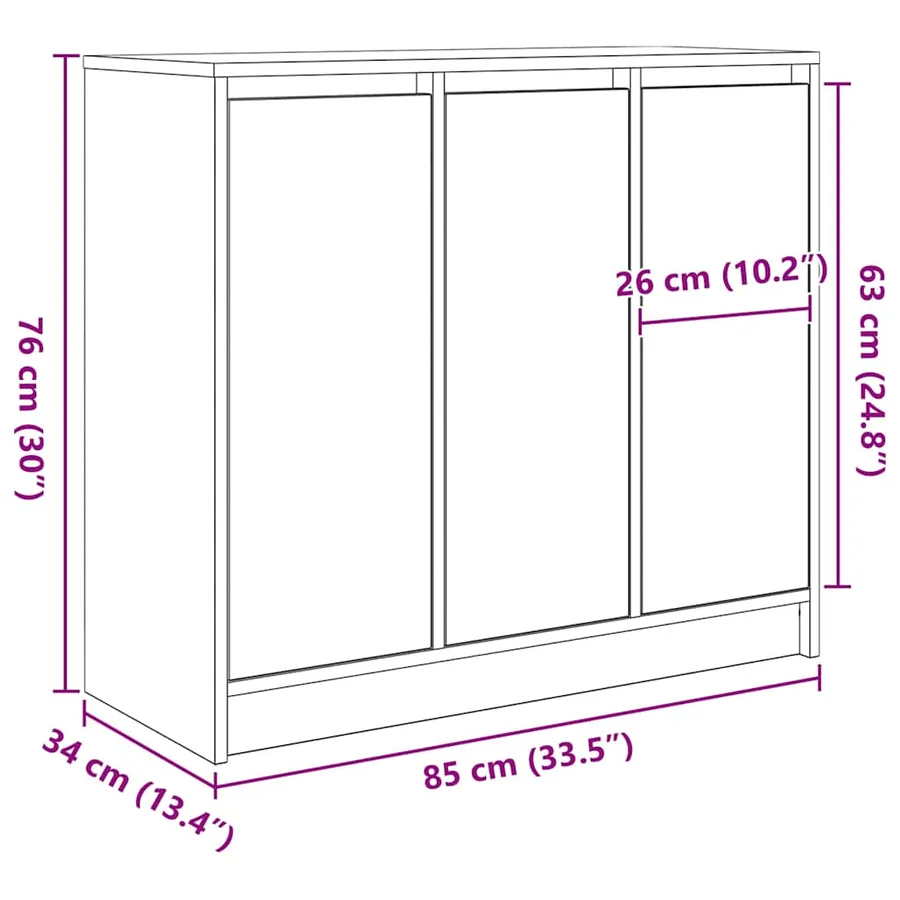 Buffet vieux bois 85x34x76 cm bois d'ingénierie - 13