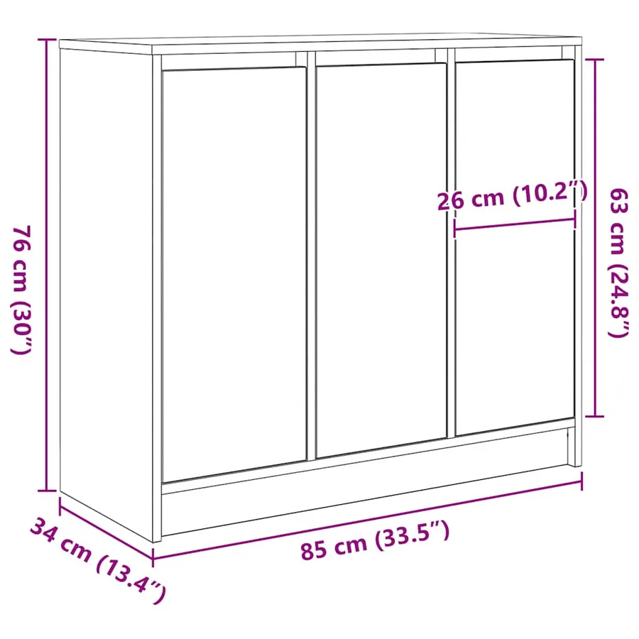 Buffet chêne noir 85x34x76 cm bois d'ingénierie - 13