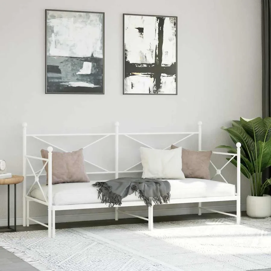 Lit de jour avec gigogne sans matelas blanc 75x190 cm - 4