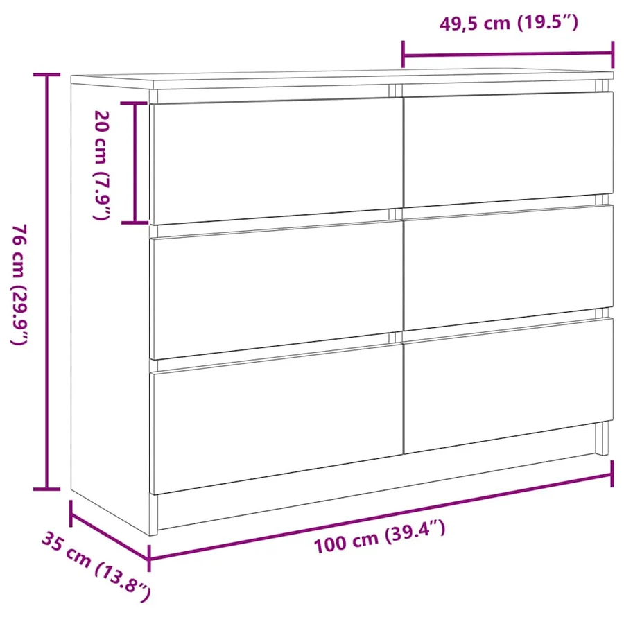 Buffet chêne artisanal 100x35x76 cm bois d'ingénierie - 12