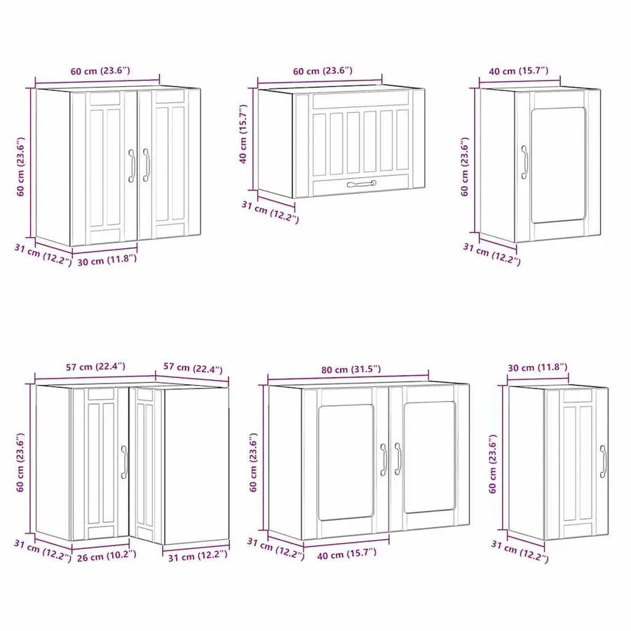 Ensemble d'armoires de cuisine 11 pcs Lucca bois d'ingénierie - 11