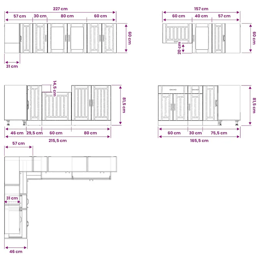 Ensemble d'armoires de cuisine 11 pcs Lucca bois d'ingénierie - 9