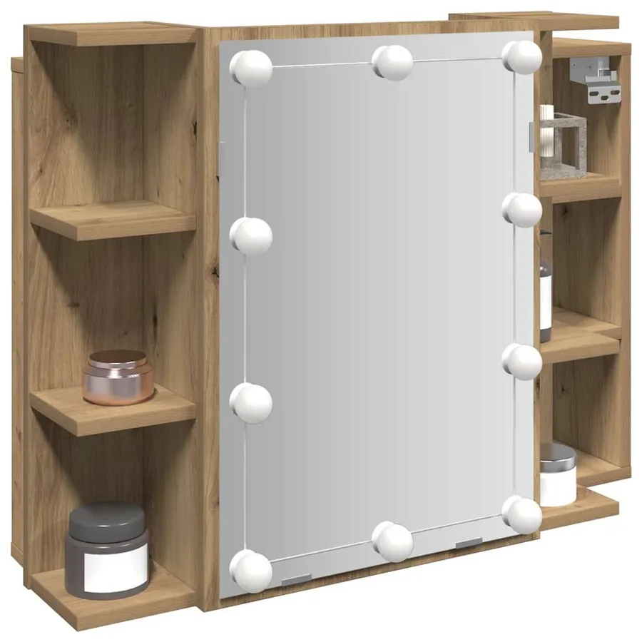 Armoire à miroir avec LED chêne artisanal 70x16,5x60 cm