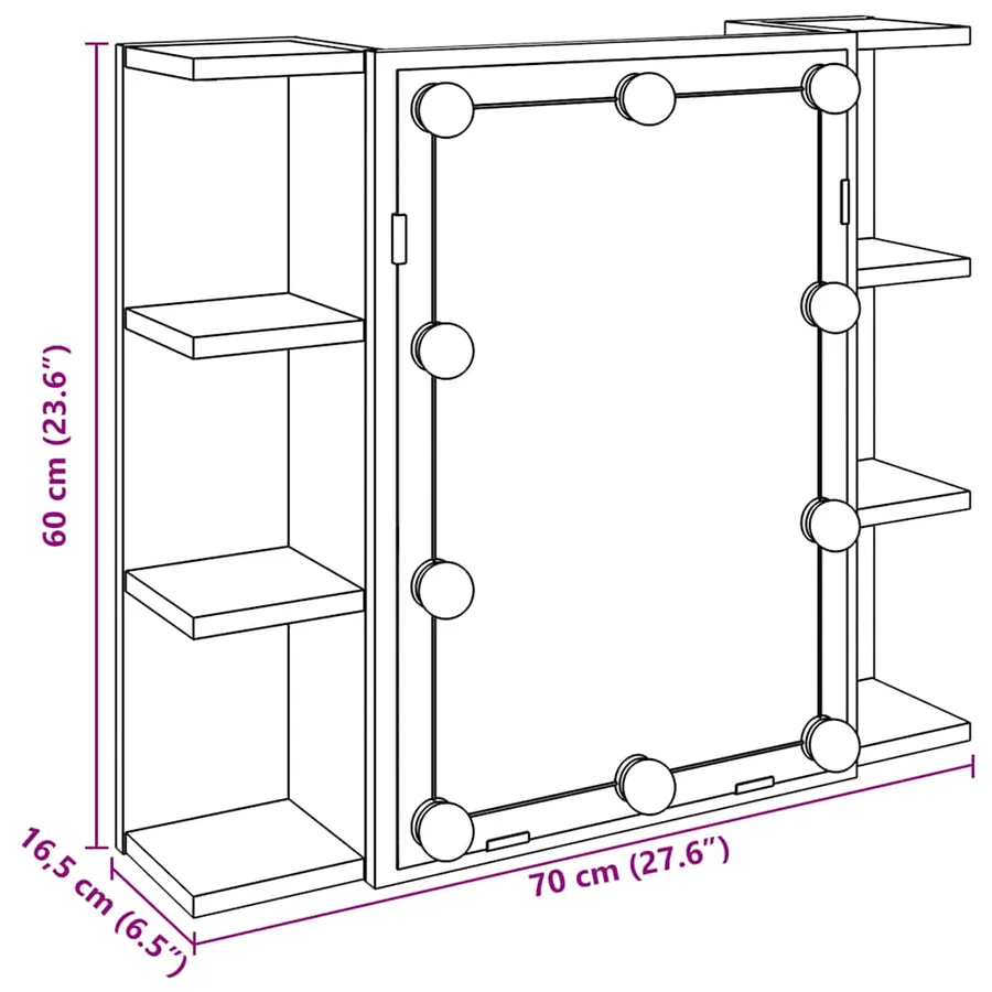 Armoire à miroir avec LED chêne artisanal 70x16,5x60 cm - 19
