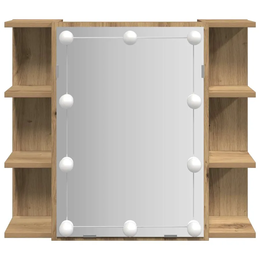 Armoire à miroir avec LED chêne artisanal 70x16,5x60 cm - 5