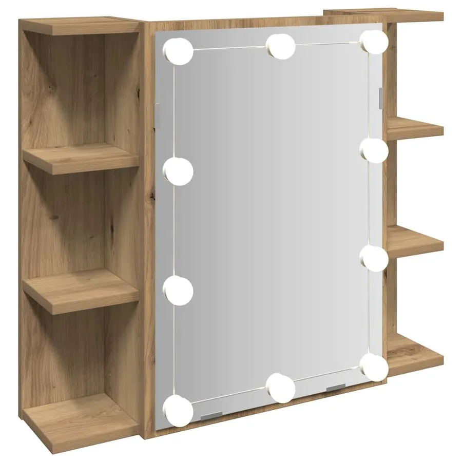 Armoire à miroir avec LED chêne artisanal 70x16,5x60 cm - 8