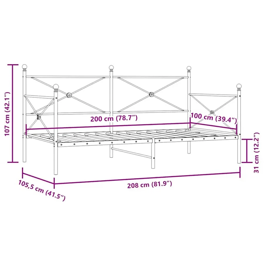 Lit de repos sans matelas blanc 100x200 cm acier - 11