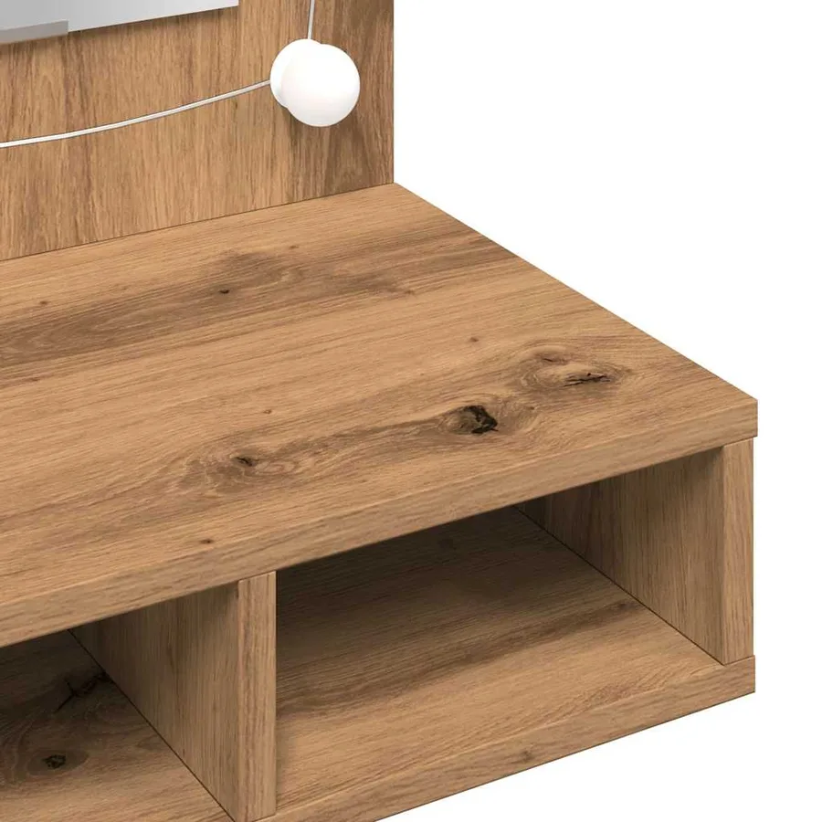 Armoire à miroir avec LED Chêne artisanal 90x31,5x62 cm - 11
