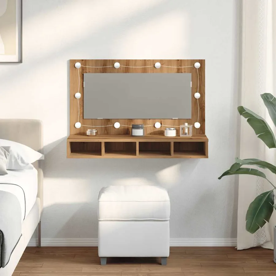 Armoire à miroir avec LED Chêne artisanal 90x31,5x62 cm - 3