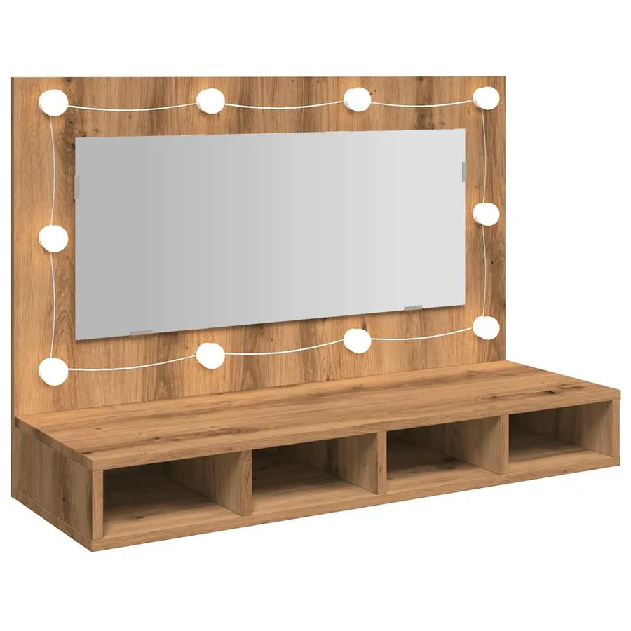 Armoire à miroir avec LED Chêne artisanal 90x31,5x62 cm - 8