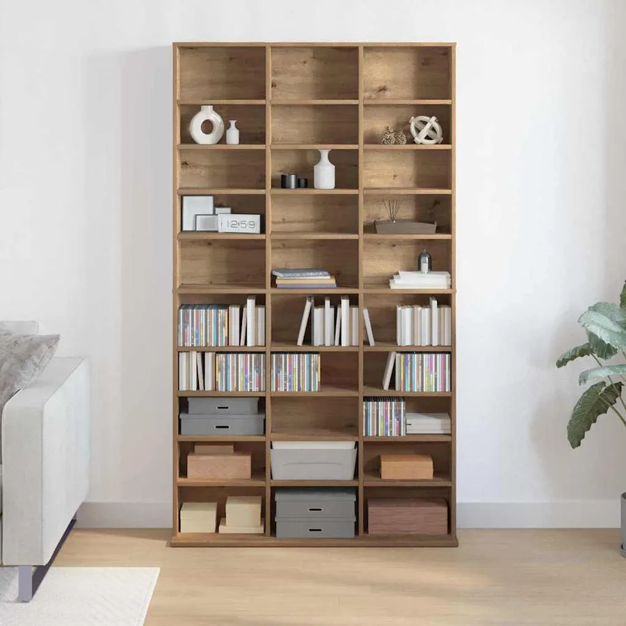 Meuble CD Chêne artisanal 101 x 23 x 177,5 cm Bois d'ingénierie - 4