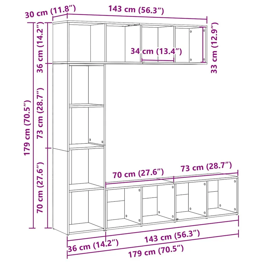 Bibliothèques 3 pcs chêne artisanal bois d'ingénierie - 13