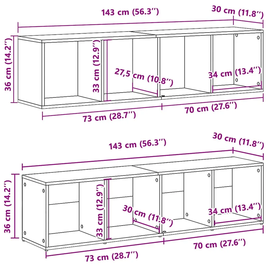 Bibliothèques 3 pcs chêne artisanal bois d'ingénierie - 14