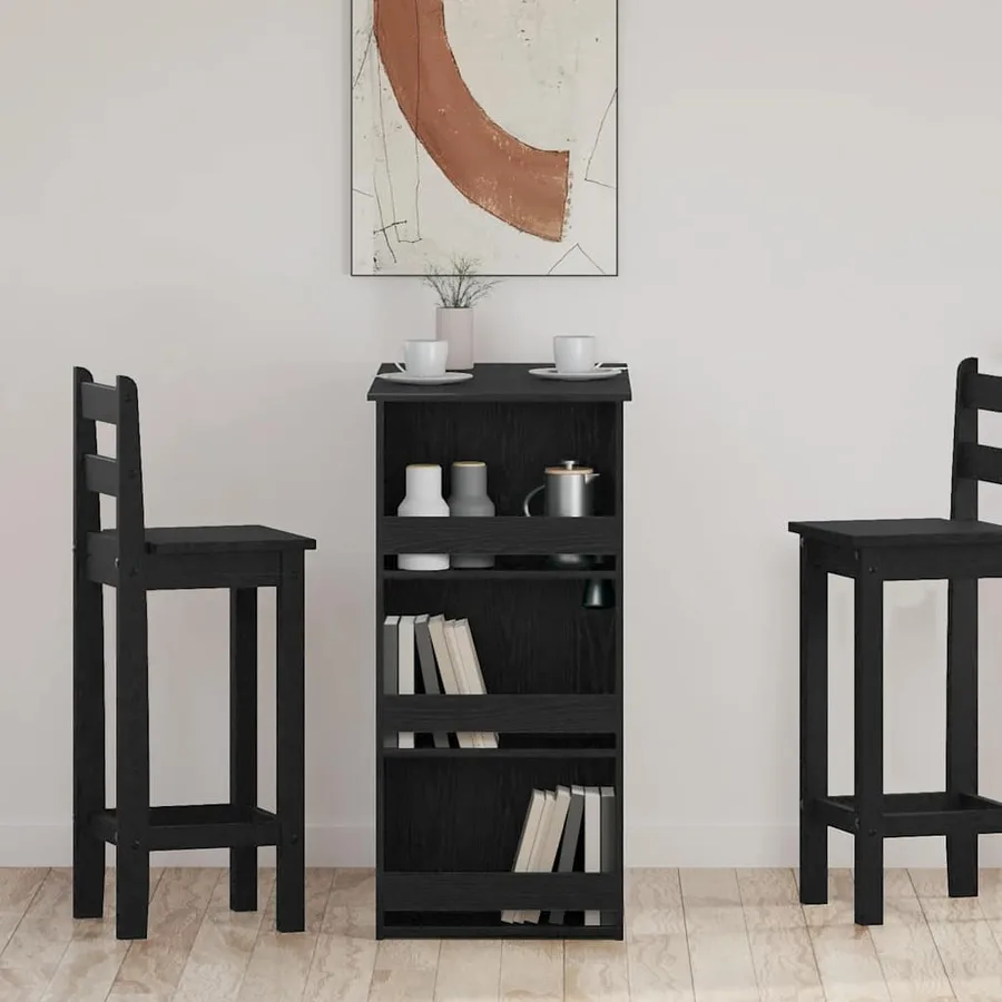 Table de bar avec étagère de rangement chêne noir - 3