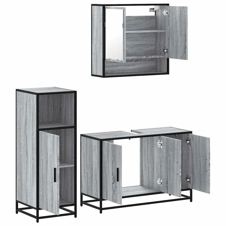 Ensemble de meubles de salle de bain 3 pcs Sonoma gris - 6