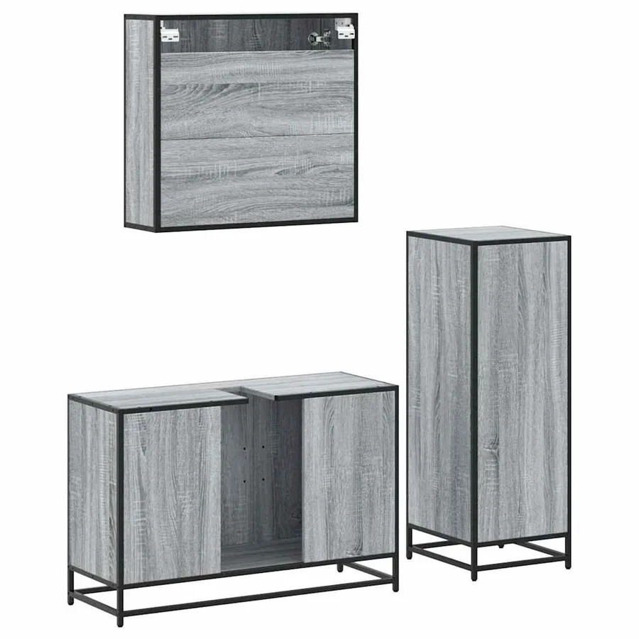 Ensemble de meubles de salle de bain 3 pcs Sonoma gris - 8