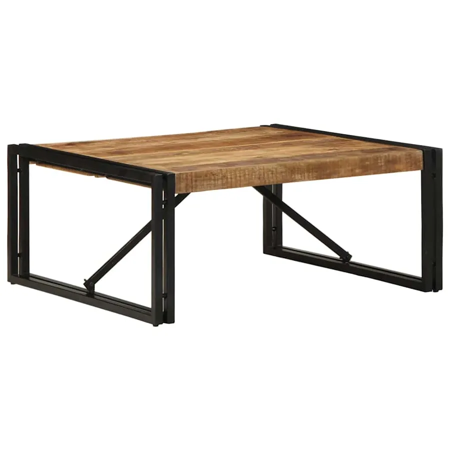Table basse 80x80x35 cm bois de manguier massif brut - 10