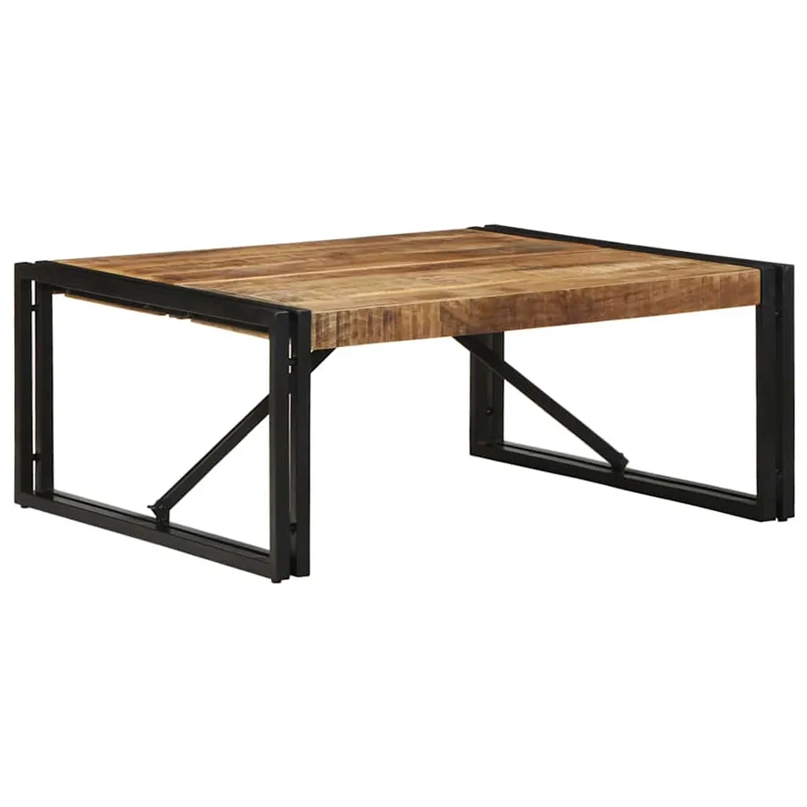 Table basse 80x80x35 cm bois de manguier massif brut - 11