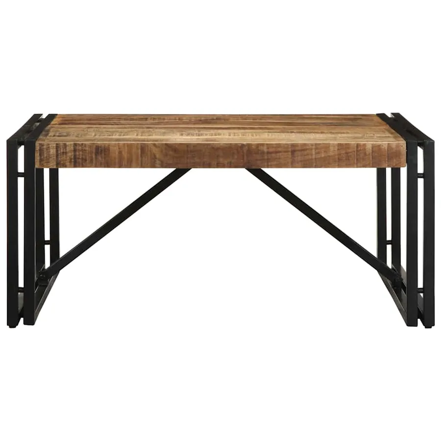 Table basse 80x80x35 cm bois de manguier massif brut - 2