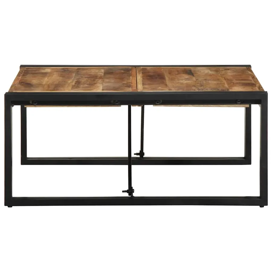 Table basse 80x80x35 cm bois de manguier massif brut - 3