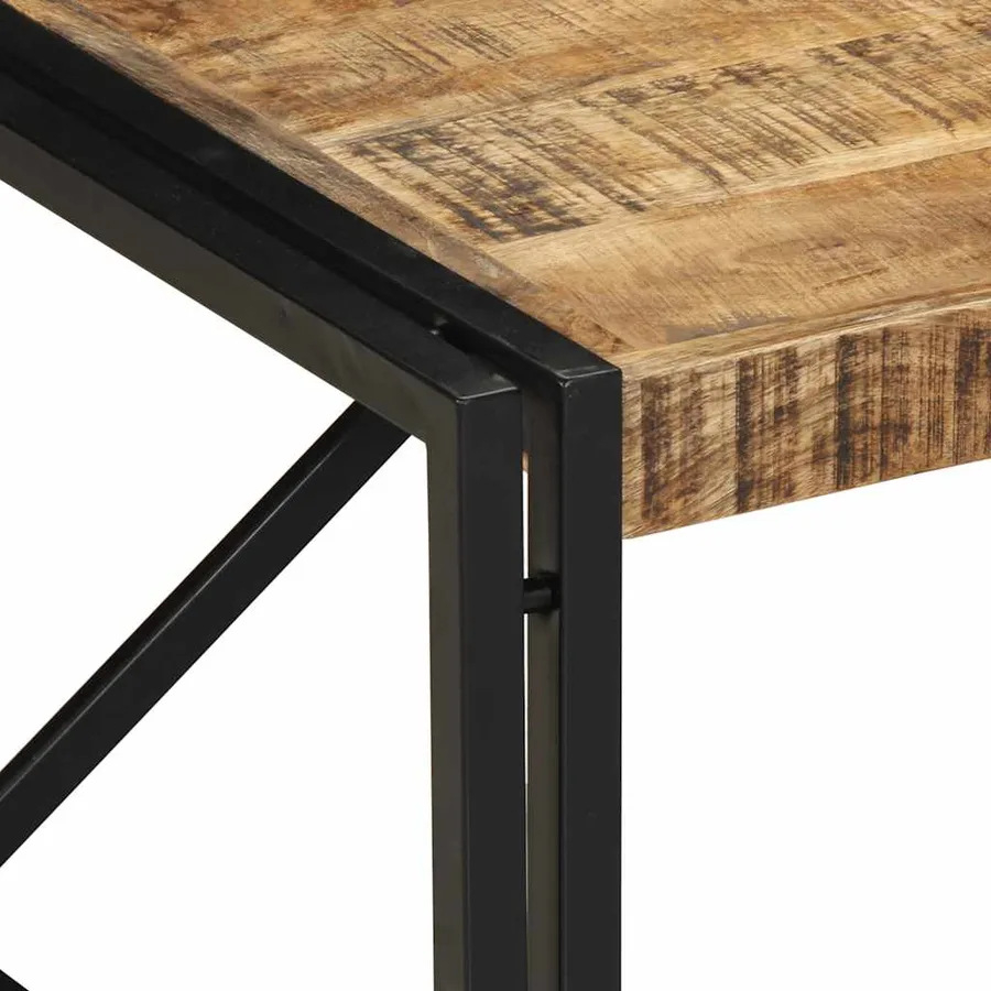 Table basse 80x80x35 cm bois de manguier massif brut - 5