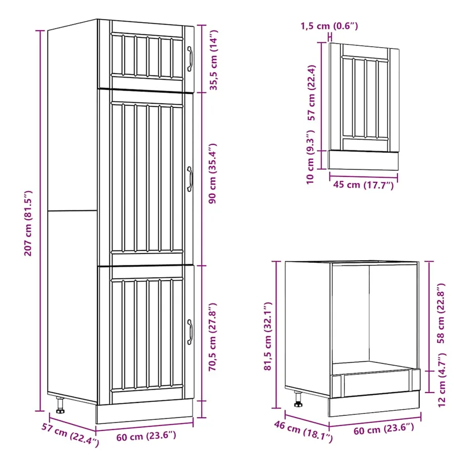 Ensemble d'armoires de cuisine 7 pcs Lucca bois d'ingénierie - 10