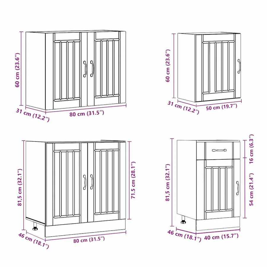 Ensemble d'armoires de cuisine 7 pcs Lucca bois d'ingénierie - 9