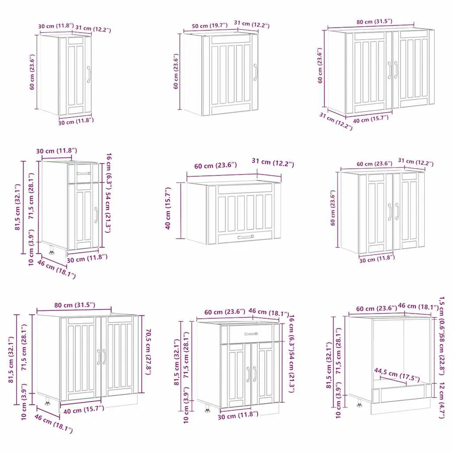 Ensemble d'armoires de cuisine 14 pcs Lucca bois d'ingénierie - 10
