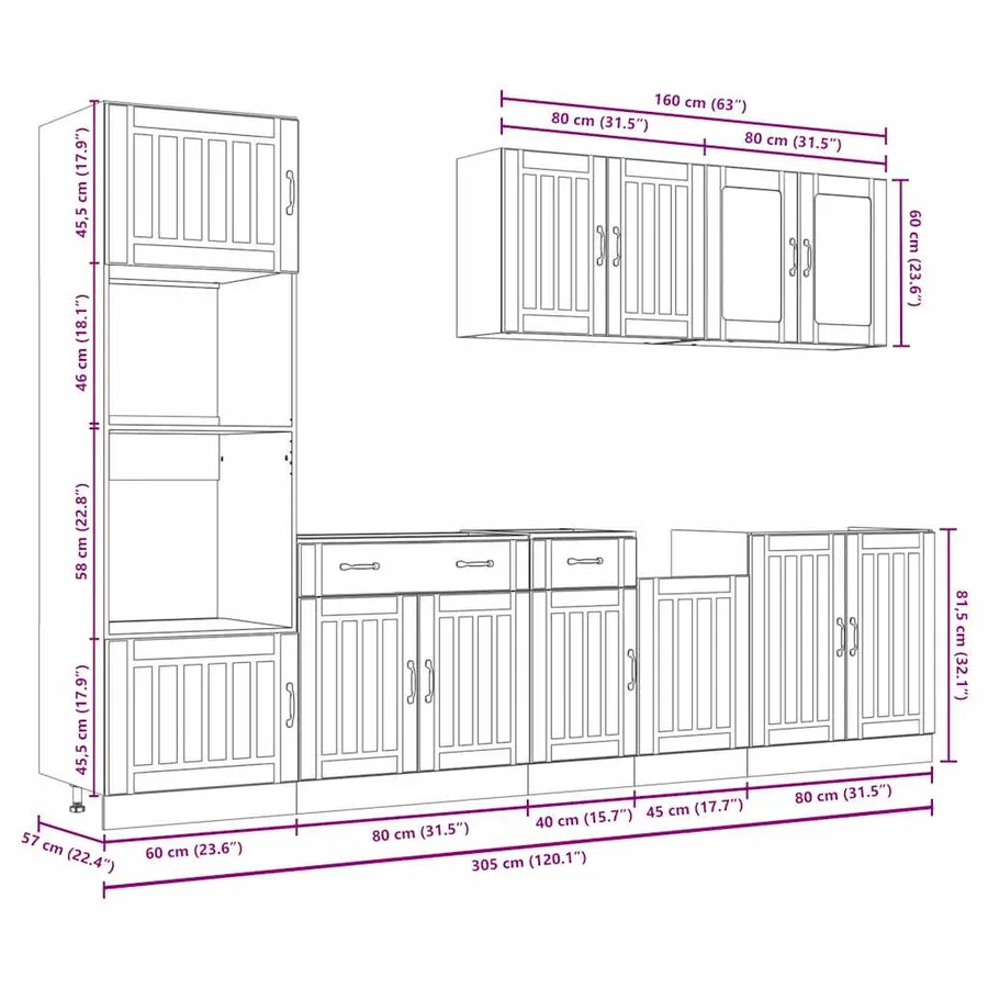 Ensemble d'armoires de cuisine 7 pcs Kalmar bois d'ingénierie - 11
