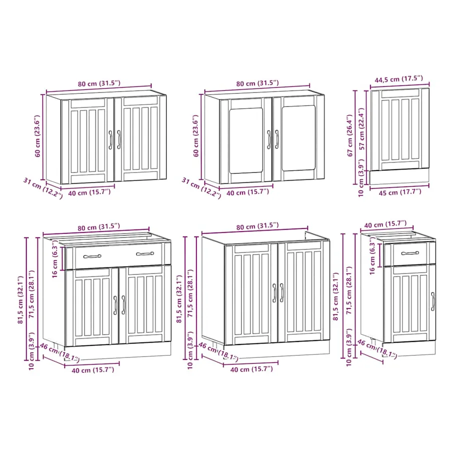 Ensemble d'armoires de cuisine 7 pcs Kalmar bois d'ingénierie - 9