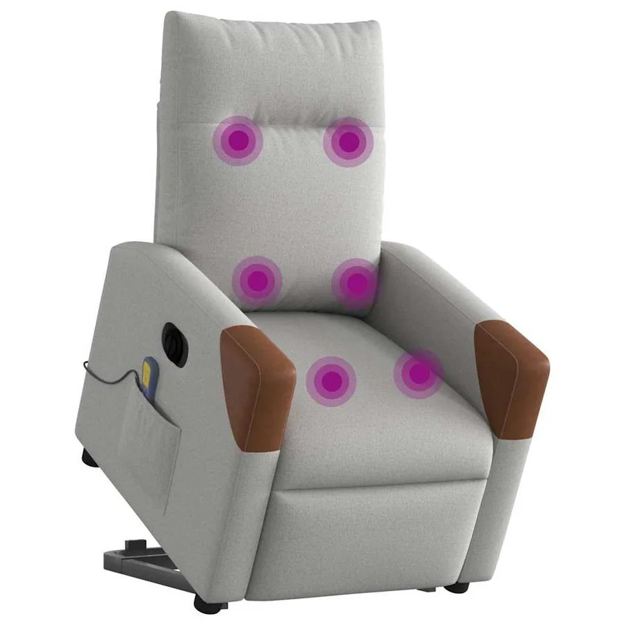 Fauteuil inclinable de massage électrique gris nuage tissu - 3