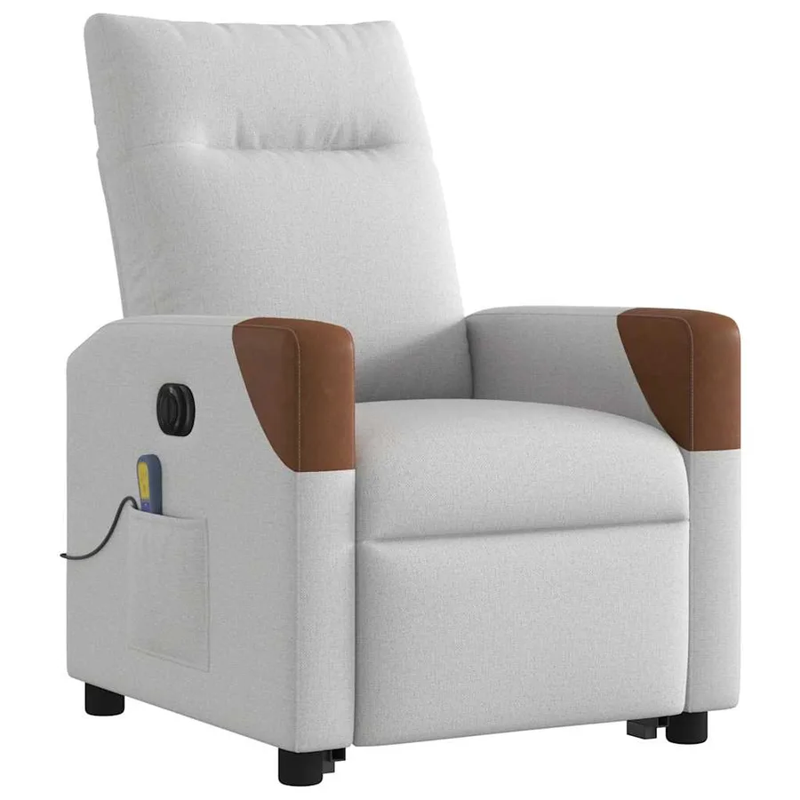 Fauteuil inclinable de massage électrique gris nuage tissu - 4