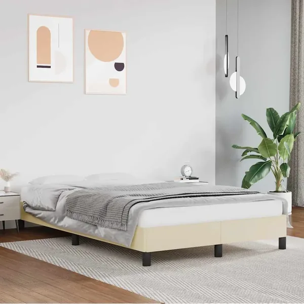 Cadre de lit sans matelas crème 120x190 cm similicuir
